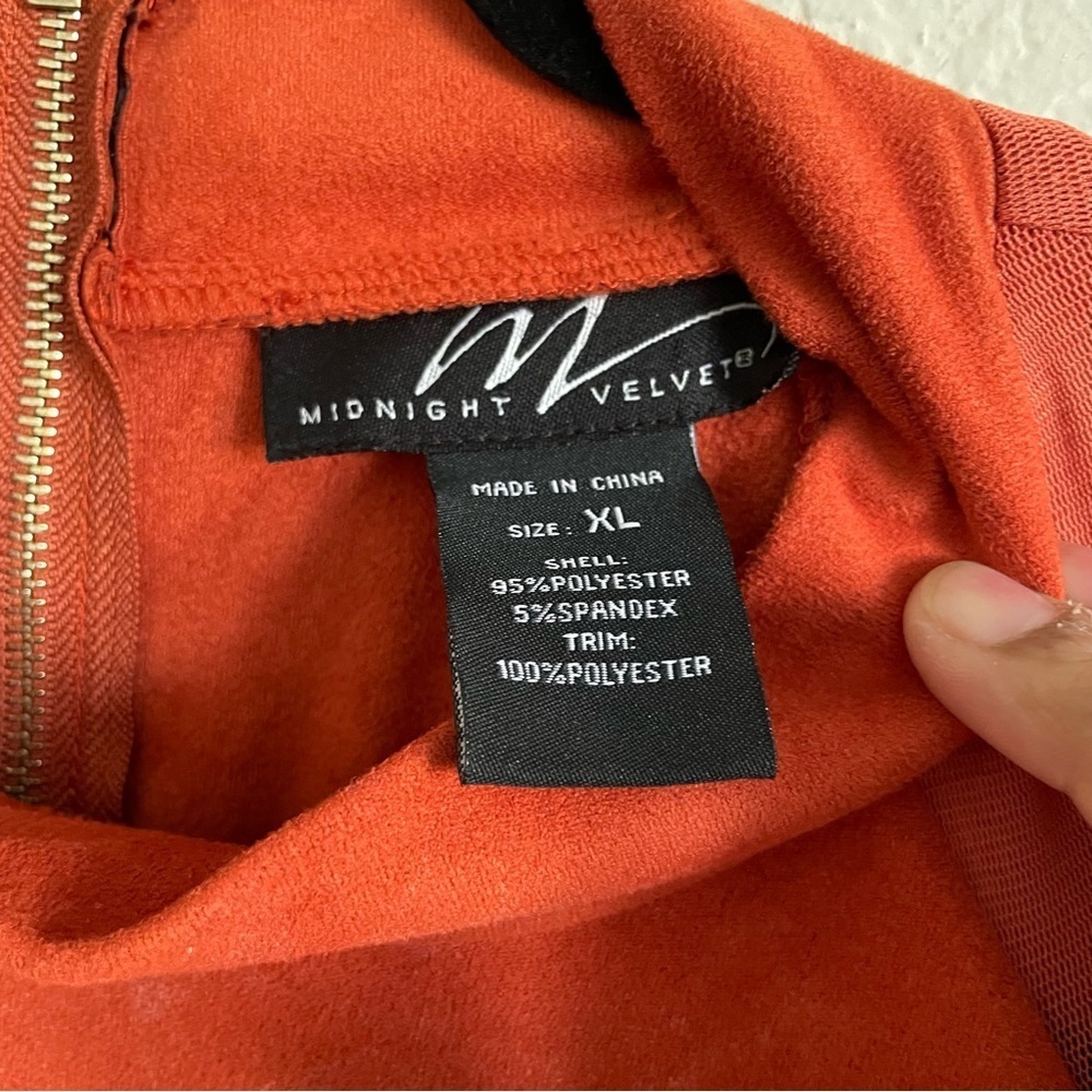 Midnight Velvet woman fringe orange top size XL sheer sleeve chic western - Picture 5 of 11